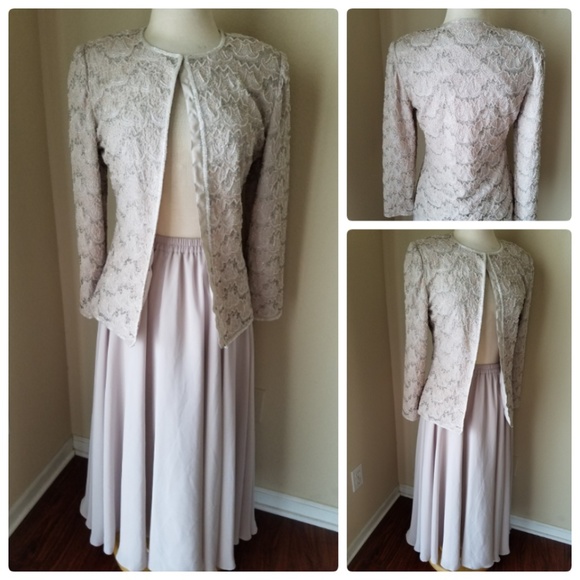 Laurence Kazar NY Taupe Beaded Formal Skirt Set